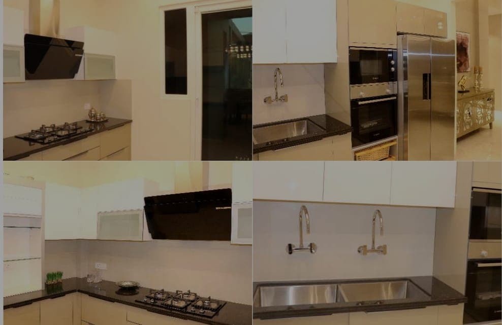 Modern kitchen with granite countertop in Zirakpur property